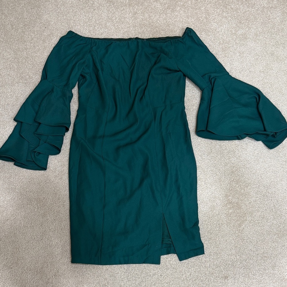 Elegant Teal Off-Shoulder Dress